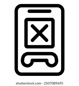 Simple vector icon of a missed call on a smartphone