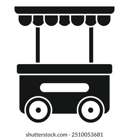 Icono de Vector simple de un Carrito de comida móvil con toldo, perfecto para representar a los vendedores ambulantes de comida