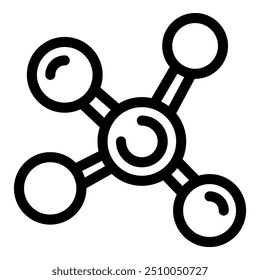 Simple vector icon of a molecular structure, depicting atoms connected by bonds