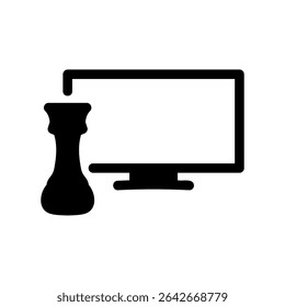 Simple vector icon monitor, rook