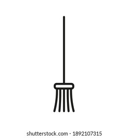 Simple vector icon on the theme of snow removal. The broom icon for manual mechanical cleaning of paths and sidewalks is presented