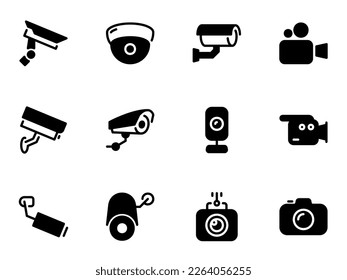 Icono de vector simple en una cámara cctv de tema