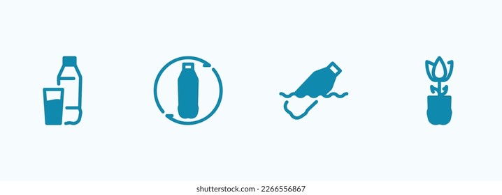 Simple vector icon on a theme plastic bottles, recycling and use