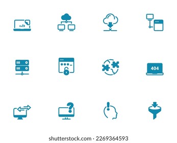 Simple vector icon on a theme server room, data storage, error