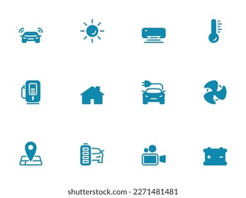 Simple vector icon on a theme electric car features