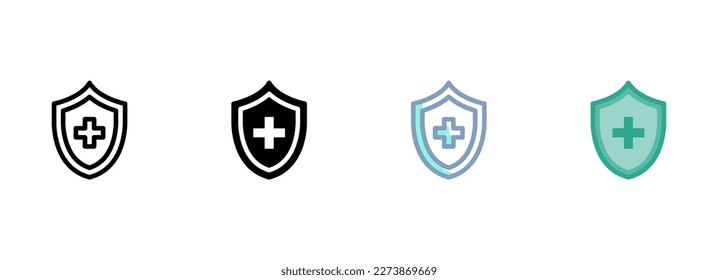 Simple vector icon on a theme shield, protection