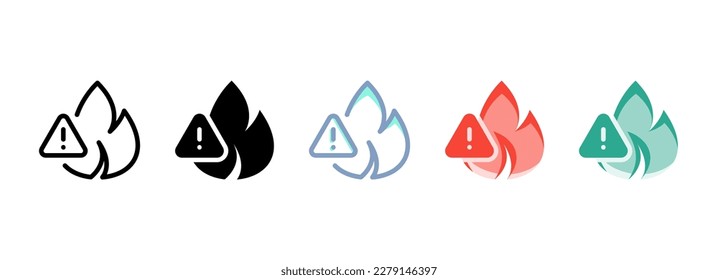 Simple vector icon on a theme flame, warning