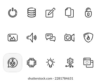Simple vector icon on a theme artificial intelligence, features and capabilities, neural network