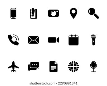 Simple vector icon on a theme phone, photo, camera, video, message