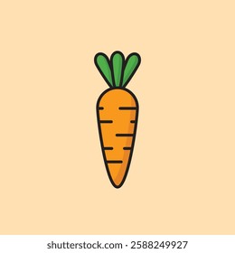 A simple vector icon of an orange carrot with green leaves on top.