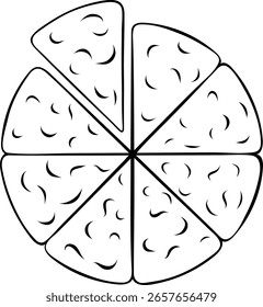 simple vector icon Ossetian pie, Georgian national cuisine, black and white hand-drawn icons