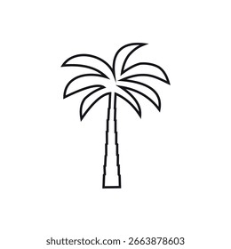 Simple vector icon of a palm tree, perfect for beach, summer, and holiday concepts.