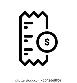 Comprobante simple de las ventas del papel del icono del Vector