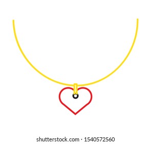 simple vector icon with pendant shape with heart shaped jewel