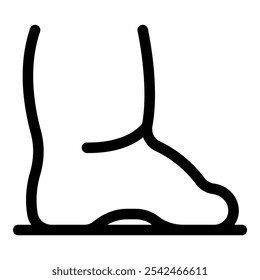 Simple vector icon of a person standing on one foot who may have flat feet