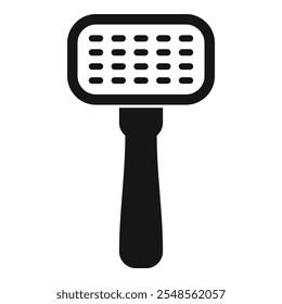 Simple vector icon of a pet comb with a handle, for use in pet care and grooming related designs