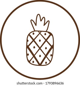 Ícono vector simple piña en marrón