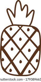 Simple Vector Icon Pineapple in Brown