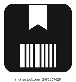 Icono de Vector simple que representa un libro con un marcador, en blanco y negro, aislado sobre un fondo gris