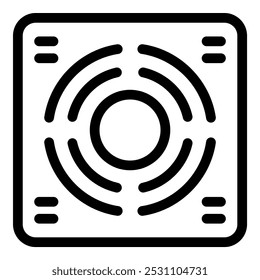 Simple vector icon representing a computer fan, crucial for cooling and preventing overheating in electronic devices