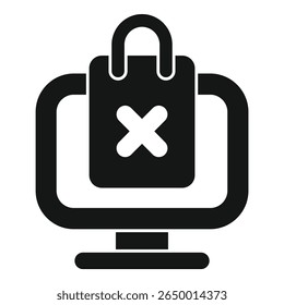 Simple vector icon representing the concept of canceling an online purchase