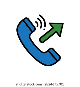 A simple vector icon representing an outgoing telephone call.