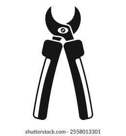 Simple vector icon representing a pair of gardening secateurs, ideal for use in designs related to gardening, landscaping, or plant care