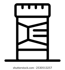 Simple vector icon representing a prescription medicine bottle, ideal for websites or apps related to health and pharmaceuticals