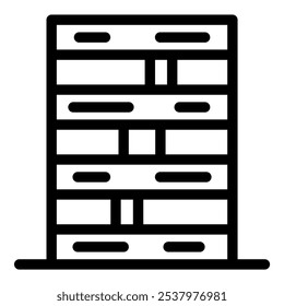 Ícone de vetor simples representando um rack de servidor, adequado para big data ou conceitos de hospedagem