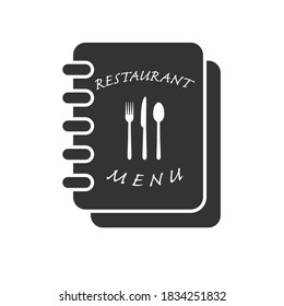 Simple vector icon of the restaurant menu book. Flat style