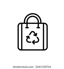 Simple vector icon of a reusable bag, representing eco-conscious shopping and sustainability. Ideal for green packaging, zero-waste branding, apps, and environmental campaigns.