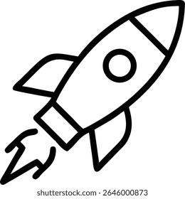 A simple vector icon of a rocket ship launching. Perfect for representing space exploration, technology startups, and innovative businesses.