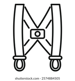 Simple vector icon of a safety harness designed to keep workers safe when working at height