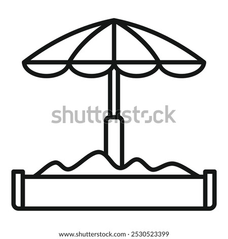 Simple vector icon of a sandbox with an umbrella, perfect for representing children's play areas