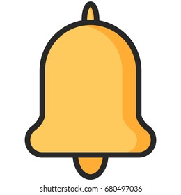 Simple Vector Icon of a school bell in flat style. Pixel perfect. Basic education element. School and office tool. Back to college. 