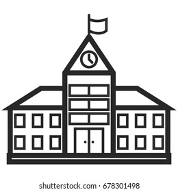 Simple Vector Icon of a school building in line art style. Pixel perfect. Basic education element. School and office tool. Back to college. 
