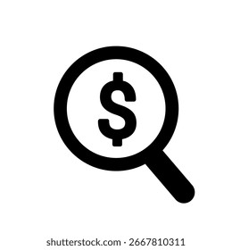 Dólar de búsqueda de icono de Vector simple. Buscar Vector de acciones de dólar para el Web, App móvil y diseño de ui