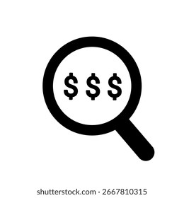 Dólar de búsqueda de icono de Vector simple. Buscar Vector de acciones de dólar para el Web, App móvil y diseño de ui