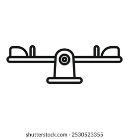 Ícone vetor simples de uma prancha de equilíbrio de gangorra, representando equipamento de playground para crianças que brincam