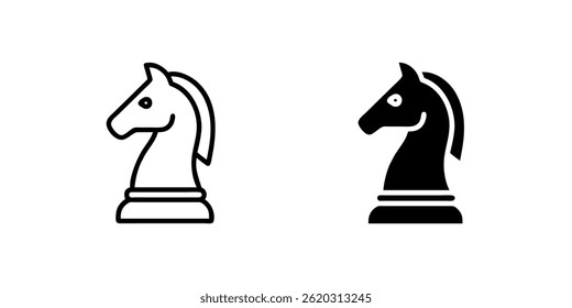 A simple vector icon set depicting a chess knight piece, ideal for strategy and game designs.