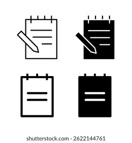 A simple vector icon set depicting notepads, ideal for office and note taking designs.