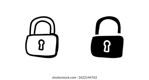 Um conjunto de ícones vetoriais simples que representa cadeados, ideal para designs de segurança e proteção.
