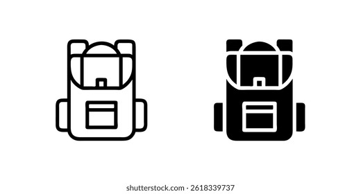A simple vector icon set featuring backpacks, ideal for travel, hiking, and adventure-themed projects.