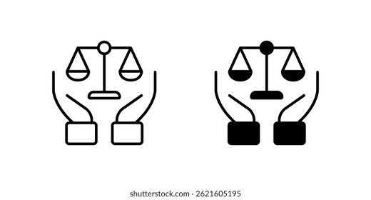 A simple vector icon set featuring legal justice symbols, ideal for law and justice designs.