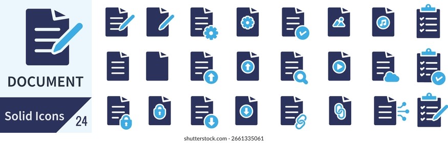 Conjunto de ícones de vetor simples de vários documentos