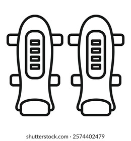 Simple vector icon of shin guards, essential protective gear for soccer players, ensuring safety during matches