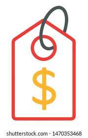 Simple vector icon of shopping price tag with dollar sign