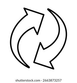 Simple vector icon showing sync arrows, perfect for technology, software, and cloud synchronization concepts.