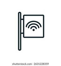 Simple vector icon of a sign indicating a free wifi zone