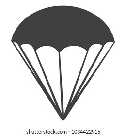 Simple vector icon silhouette of parachute isolated on white backround